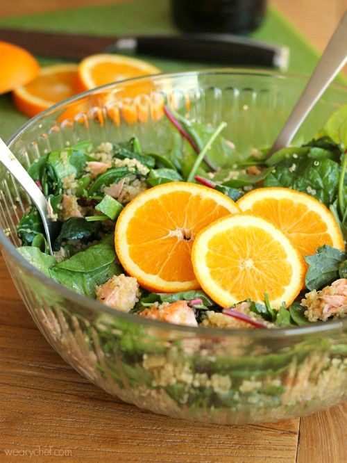 Kale and Quinoa Salad with Salmon (or chicken!)