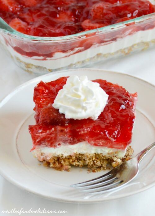 Strawberry Pretzel Salad by Meatloaf and Melodrama