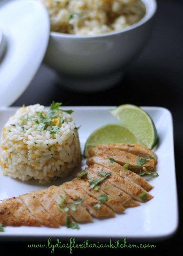 Tropical Chicken with Coconut Mango Rice | Lydia's Flexitarian Kitchen