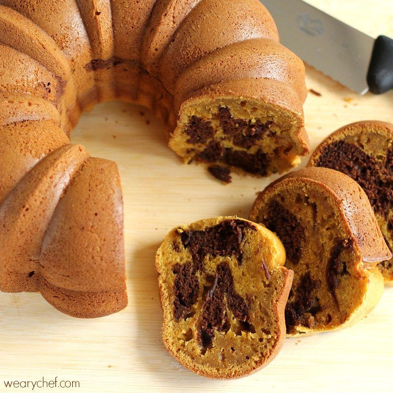 Chocolate Marbled Pumpkin Pound Cake