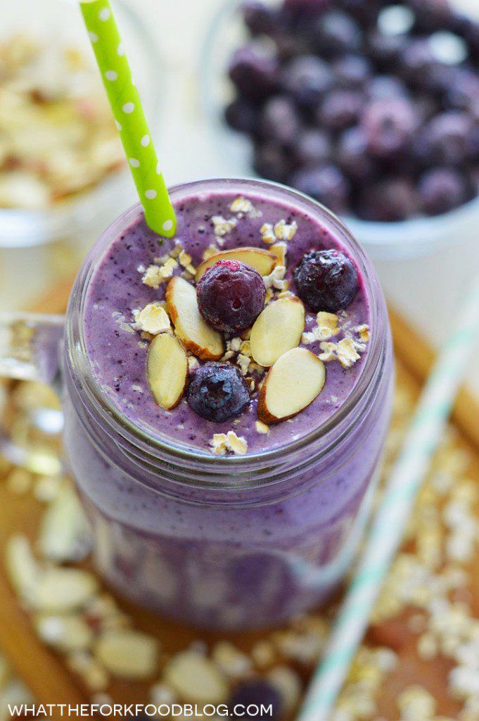 Blueberry Almond Oatmeal Smoothie by What the Fork Food Blog