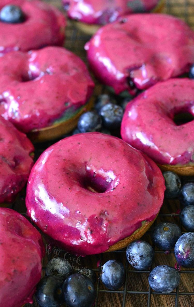 Blueberry Donuts with Blueberry Whiskey Cream Glaze by Will Cook for Smiles