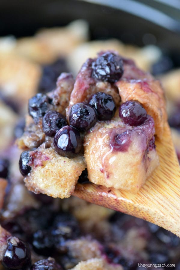 Slow Cooker Blueberry Bread Pudding by The Gunny Sack