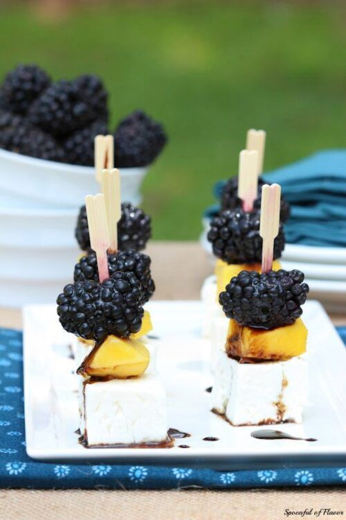 Mango, Blackberry and Feta Bites | Spoonful of Flavor