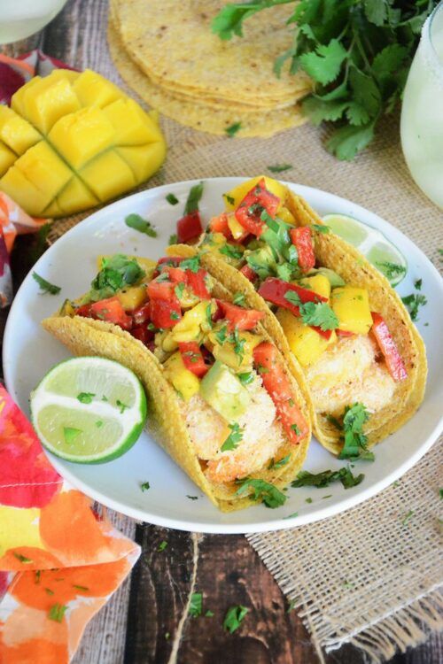 Coconut Lime Shrimp Tacos with Mango, Red Pepper & Avocado Salsa | The Housewife in Training Files