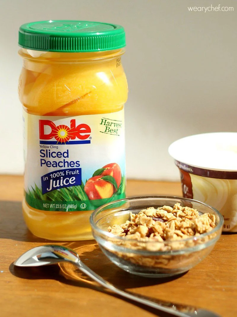 Peaches and Cream Yogurt Parfaits - A quick, easy, healthy breakfast idea!
