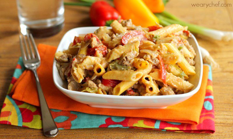 Snakebite Pasta - A spicy sausage and pasta recipe ready in under 30 minutes!