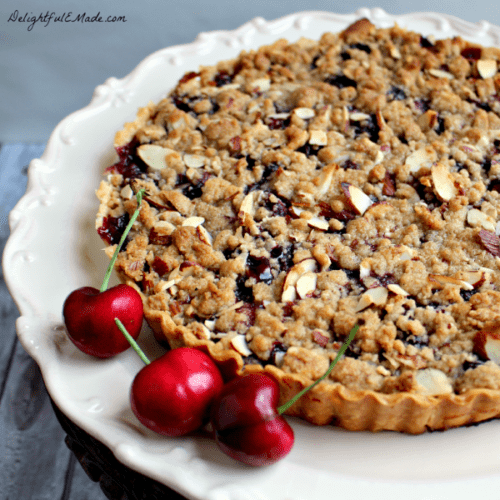 Cherry Almond Crumble Tart by Delightful E Made