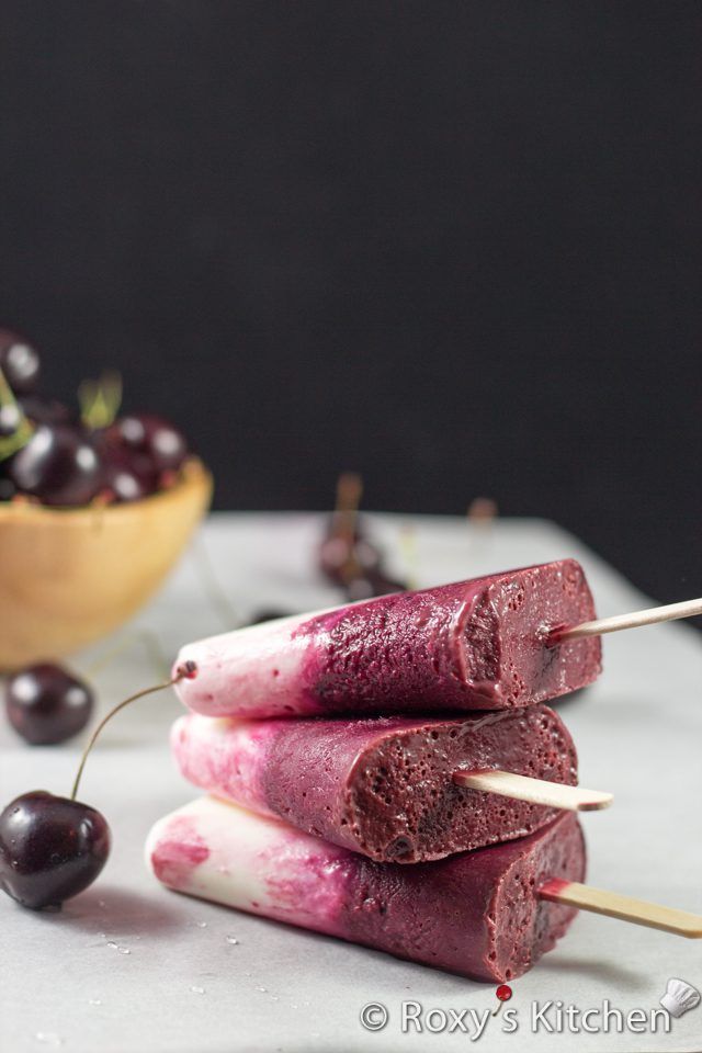 Cherry Vanilla Yogurt Popsicles by Roxy's Kitchen
