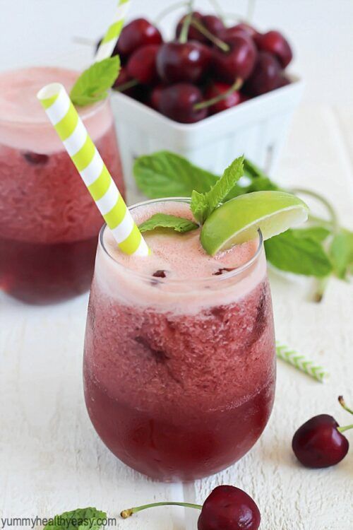 Homemade Cherry Mint Limeade Soda by Yummy Healthy Easy