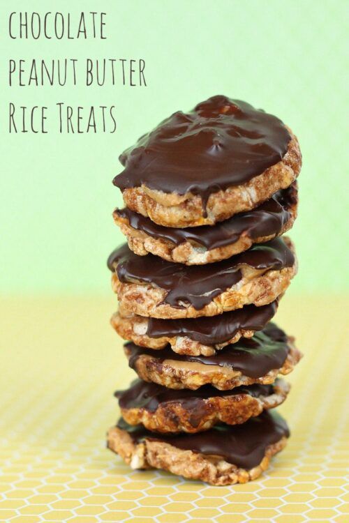 Chocolate Peanut Butter Rice Treats - Three ingredients, no baking, and very delicious!