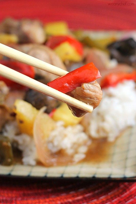 Slow Cooker Sweet and Sour Pork - Skip delivery and enjoy this easy Chinese dinner right from your crockpot! - wearychef.com