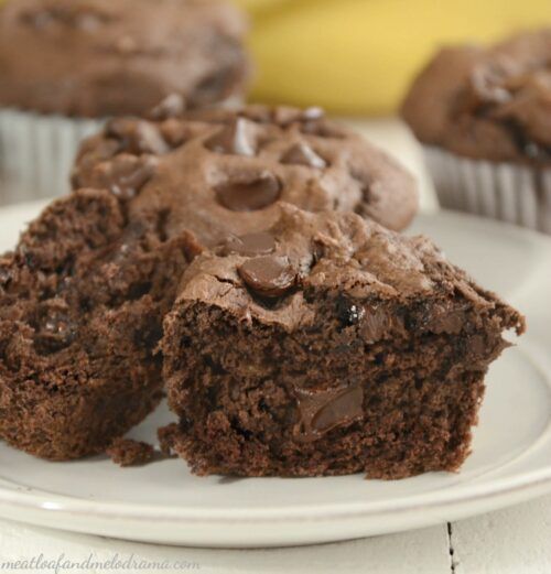 Easy Chocolate Banana Muffins by Meatloaf and Melodrama