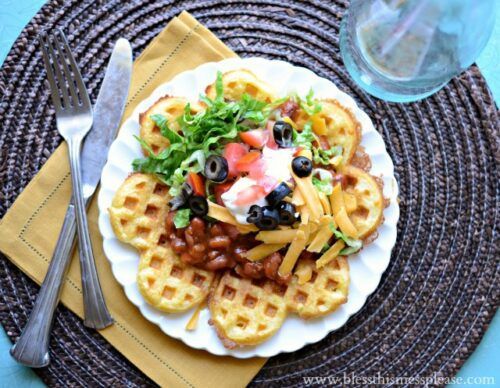 Cornbread Waffles with Chili | Bless this Mess