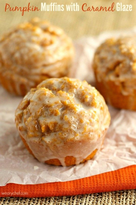 Pumpkin Muffins with Caramel Glaze - Get an easy breakfast recipe and find out what FODMAP foods are and why they matter if you have gluten intolerance! - wearychef.com