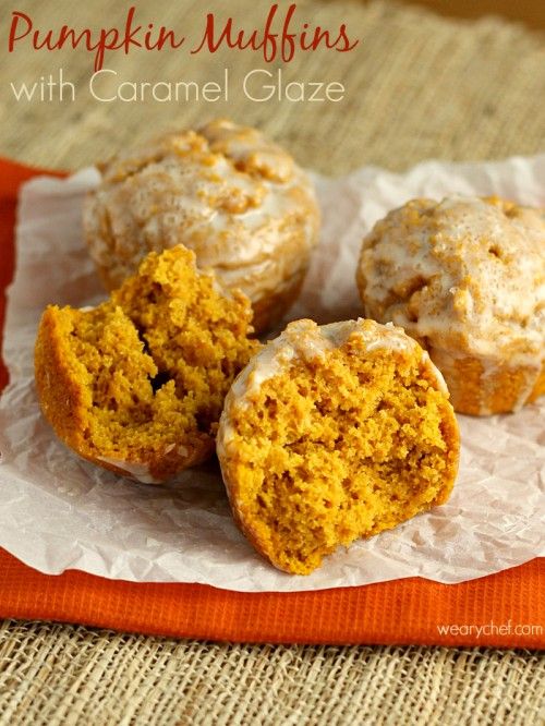 Pumpkin Muffins with Caramel Glaze - Get an easy breakfast recipe and find out what FODMAP foods are and why they matter if you have gluten intolerance! - wearychef.com