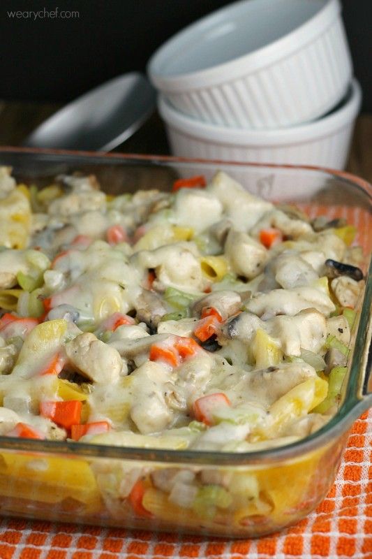 Chicken Noodle Soup Casserole - All the comfort of chicken noodle soup in an easy to transport and serve casserole!