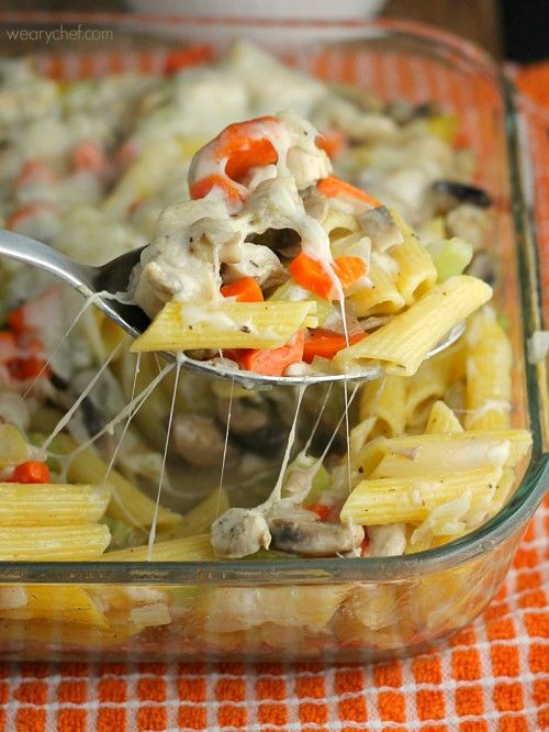 Chicken Noodle Soup Casserole - All the comfort of chicken noodle soup in an easy to transport and serve casserole!