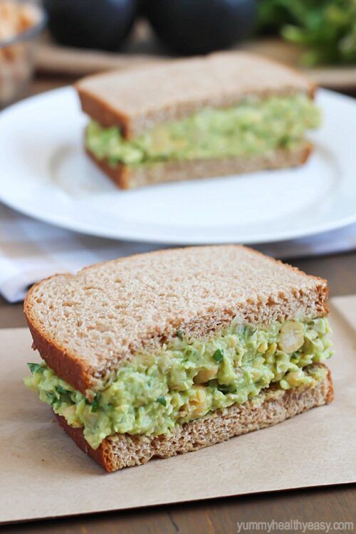 Avocado Chickpea Salad Sandwich | Yummy Healthy Easy