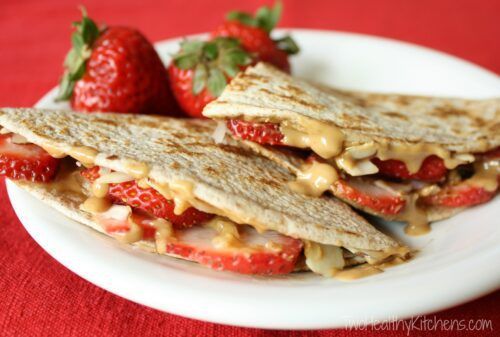 Strawberry Peanut Butter Quesadillas | Two Healthy Kitchens