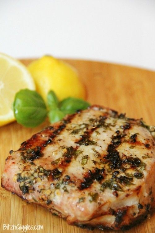 Lemon Basil Grilled Pork Chops | Bitz & Giggles