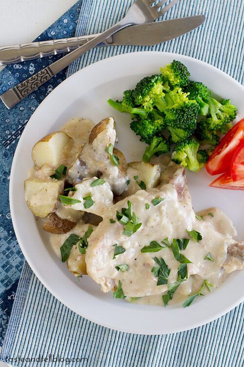 Slow Cooker Creamy Ranch Pork Chops with Potatoes | Taste and Tell