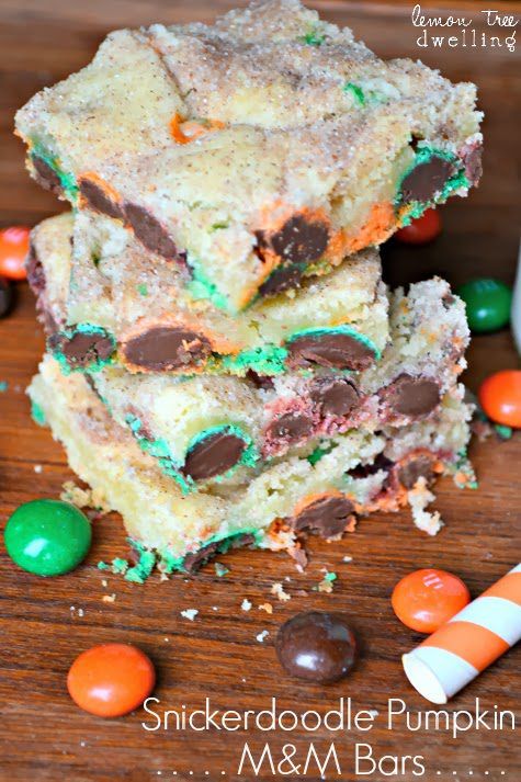 Snickerdoodle Pumpkin M&M Bars | Lemon Tree Dwelling