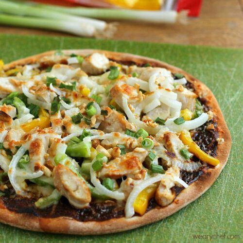 Gluten-Free Thai Peanut Chicken Pizza - A quick and easy dinner idea!