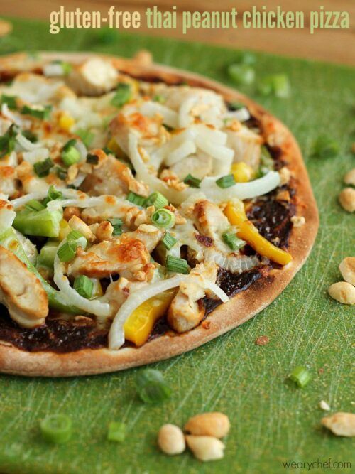 Gluten-Free Thai Peanut Chicken Pizza - A quick and easy dinner idea!