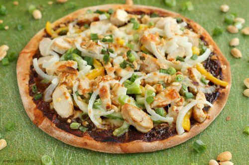 Gluten-Free Thai Peanut Chicken Pizza - A quick and easy dinner idea!