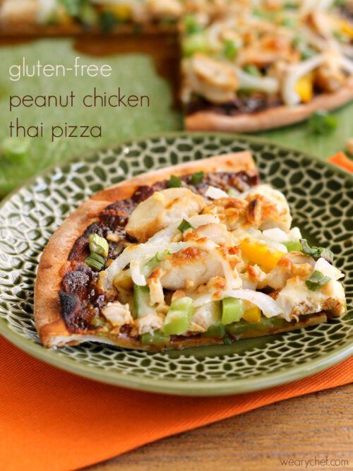 Gluten-Free Thai Peanut Chicken Pizza - A quick and easy dinner idea!