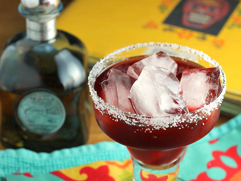 Pomegranate Margarita - This deep red cocktail made with Casa Noble reposado tequila is just right for Day of the Dead.