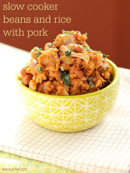 Slow Cooker Mexican Beans and Rice with Pork - A very easy, hearty meal!