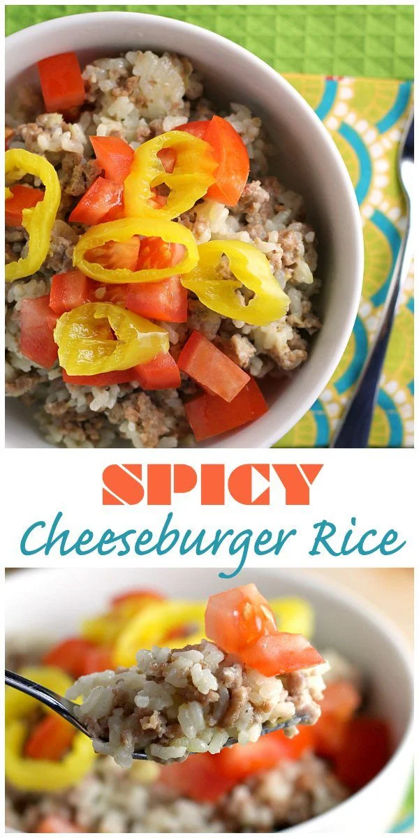 This spicy cheese rice bowl is an easy, hearty dinner loaded with ground turkey, pepper jack cheese, rice, and peppers.