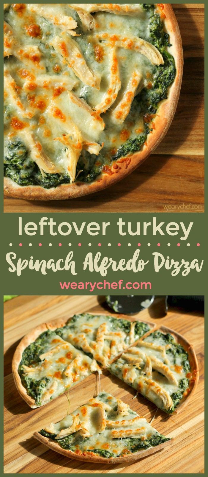 Turn leftover chicken or pizza into a dreamy new dinner with this Spinach Alfredo Pizza recipe! It's ready in under 30 minutes!