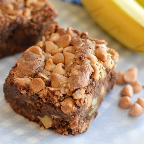 Peanut Butter Banana Brownies by Little Dairy on the Prairie