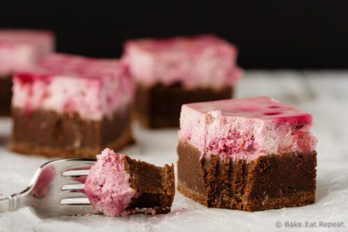 Raspberry Cheesecake Brownies by Bake. Eat. Repeat