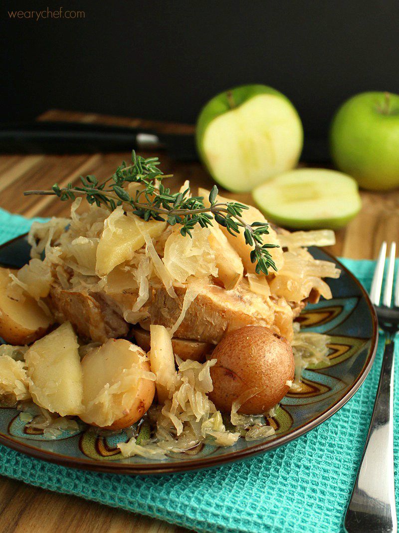 Slow Cooker Pork Chops with Sauerkraut and Apples - An Amish New Year's ...