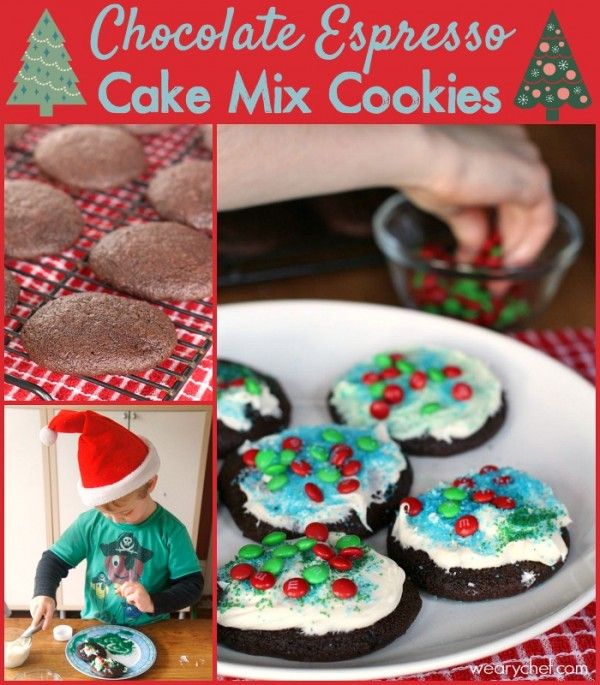 Chocolate Espresso Cake Mix Cookies - These easy cookies are perfect for decorating with your kids! #HolidayBaking