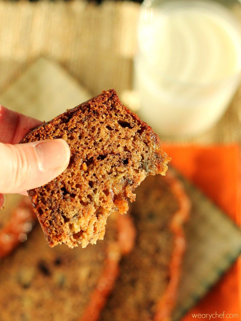 This Cinnamon Chocolate Banana Bread is loaded with buttery toffee pieces for a delicious breakfast or dessert treat!