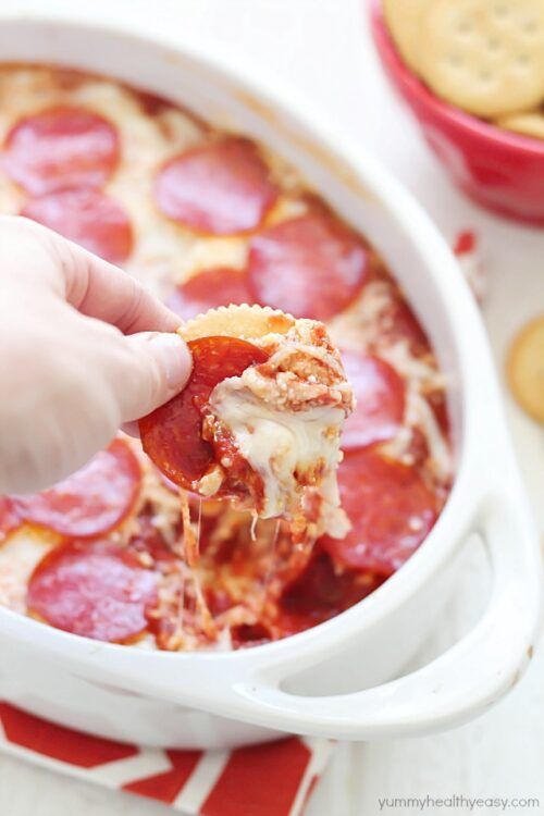 Best Ever Cheesy Pizza Dip by Yummy Healthy Easy