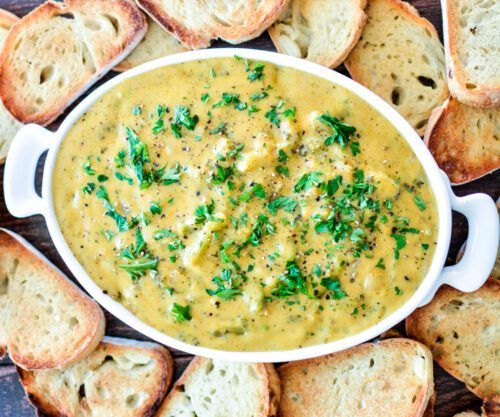 Slow Cooker Broccoli and Cheese Dip by Cooking and Beer