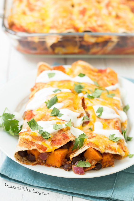 Sweet Potato and Black Bean Enchiladas by Kristine's Kitchen