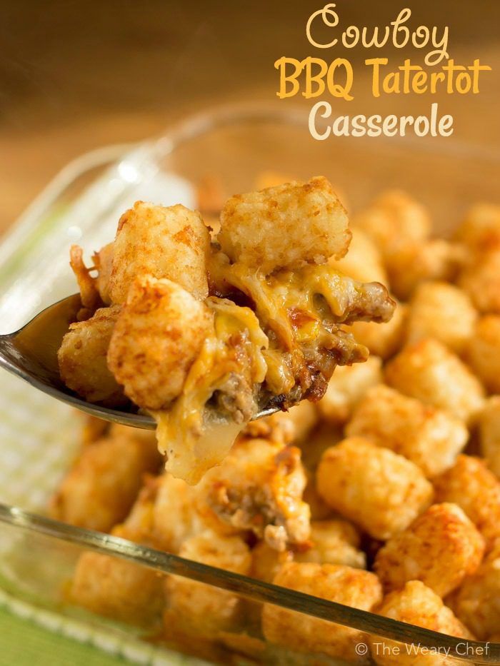 BBQ Tatertot Casserole is a hearty and easy dinner that would even fill up a hungry cowboy!