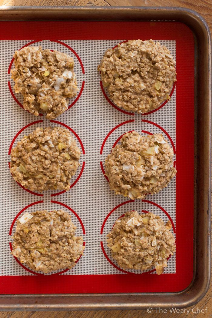 Tropical Oatmeal Breakfast Cookies loaded with pineapple and coconut are dairy free and made with no added sugar!