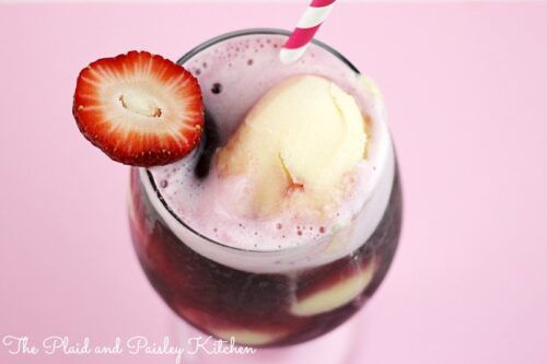 10 Sangria Recipes: Sangria Sorbet Float by Plaid and Paisley Kitchen