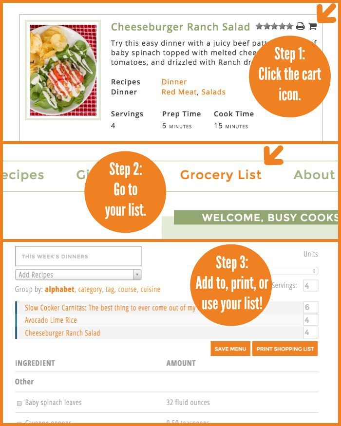 You can now create custom grocery lists on The Weary Chef!