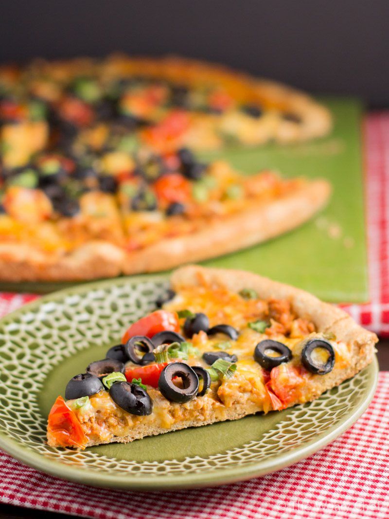 This irresistible Taco Pizza has an easy cornmeal crust that requires no rising time!