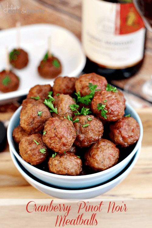 Cranberry Pinot Noir Meatballs by Julie's Eats and Treats