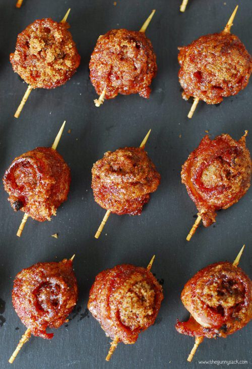 Bacon Wrapped Sweet and Spicy Meatballs by The Gunny Sack